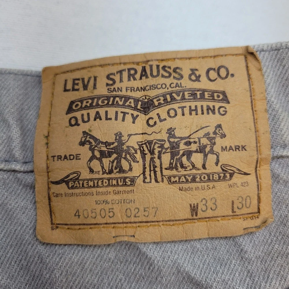 VTG 80s‎ Levis Jeans 40505 Mens 33x30 Gray Straight Light Wash Mid Rise Denim